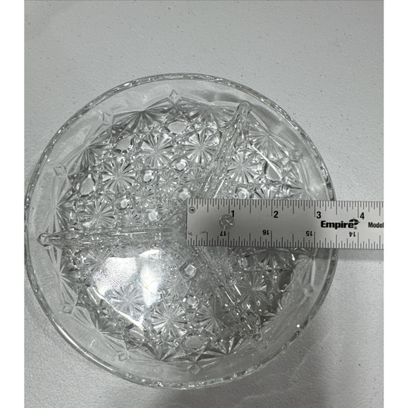 Vintage Glass Divided Dish Button & Daisy Pattern Bowl Multi-Condiment Server - Picture 12 of 12